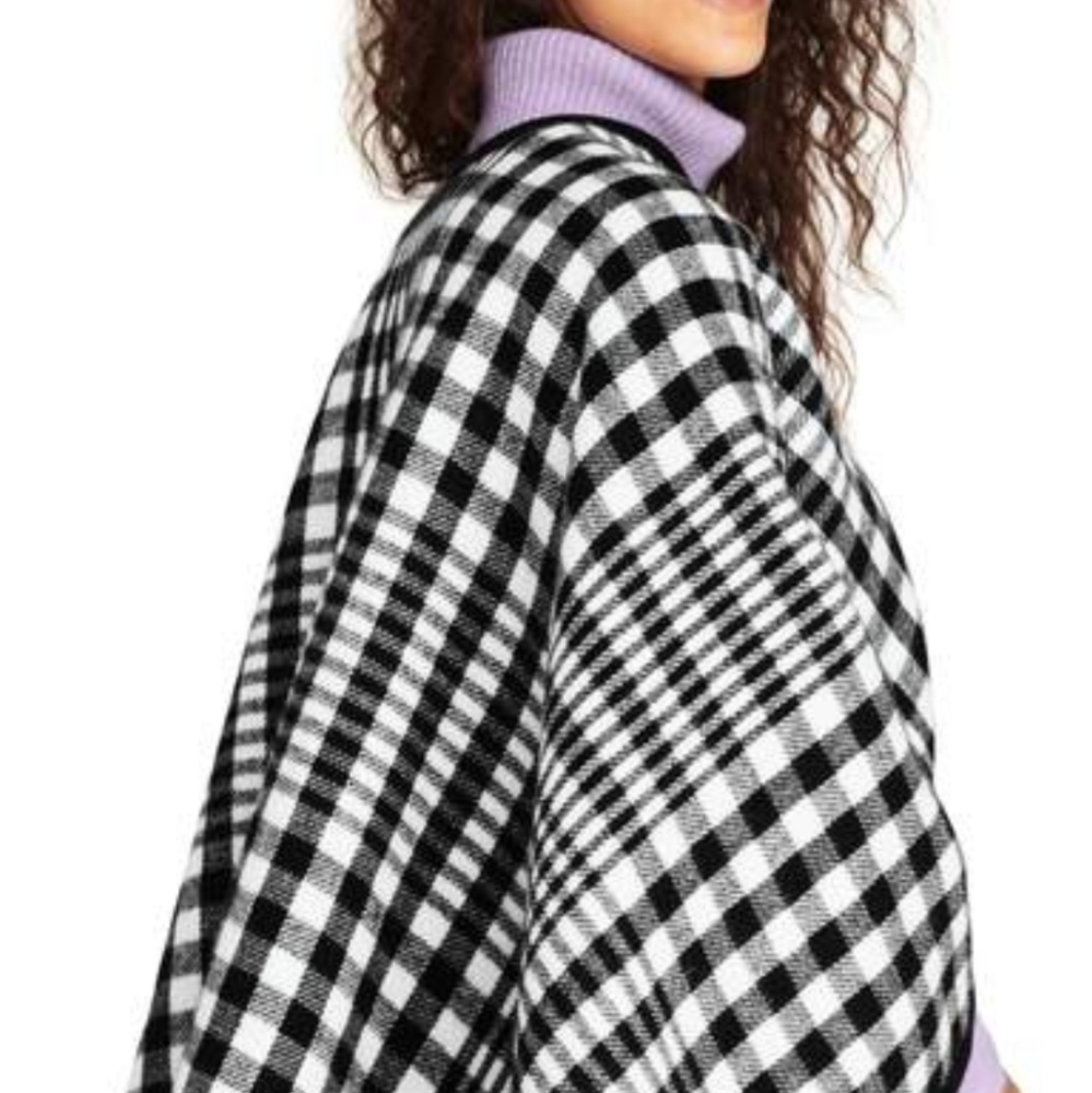 Lands'end Women's Buffalo Check Sherpa Lined Shawl Wrap